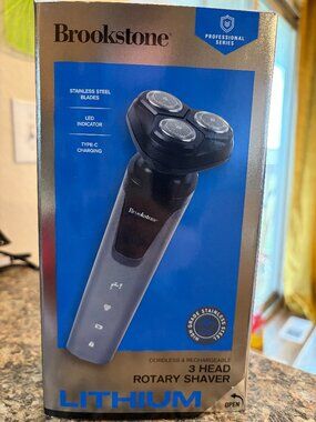 Brookstone 3 Head Rotary Shaver Lithium Cordless Rechargeable NWT